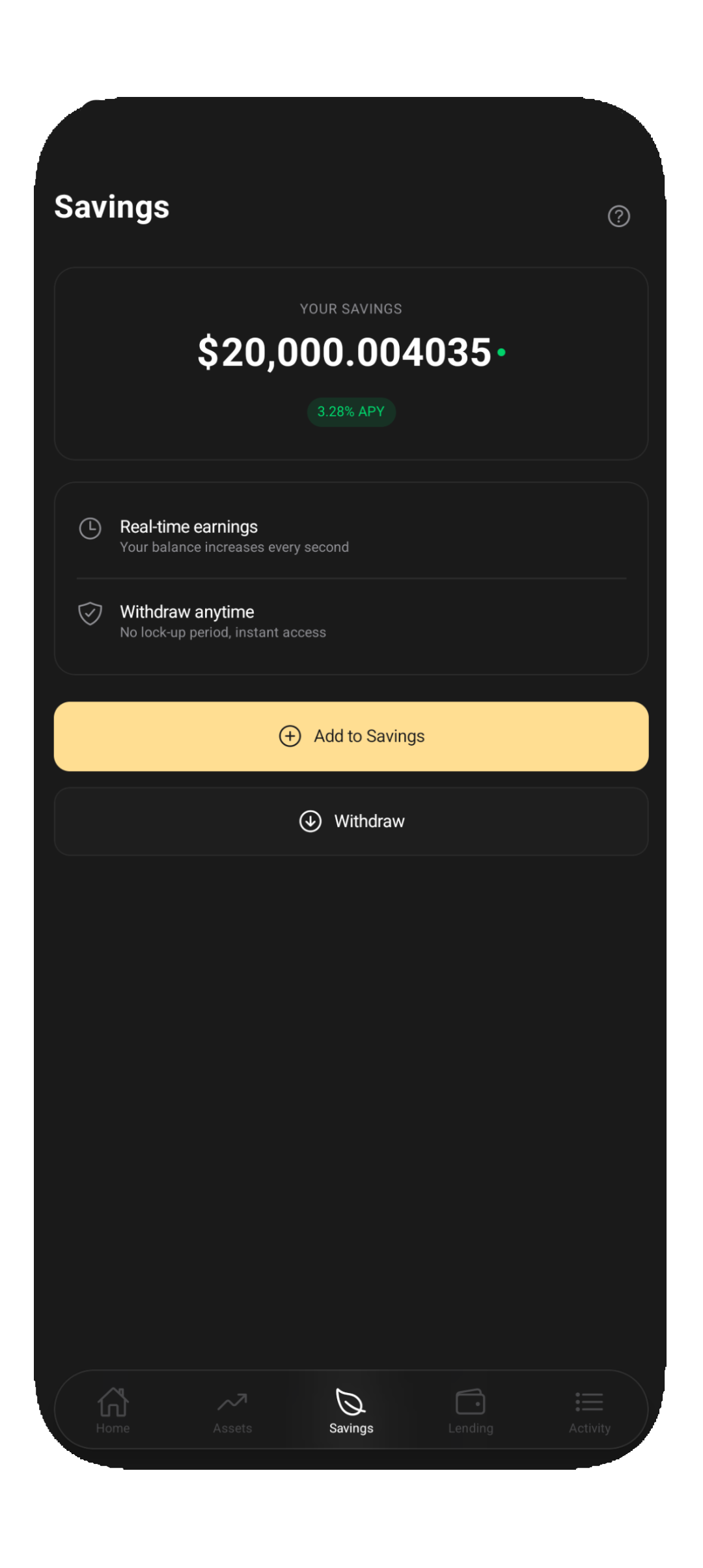 Earn APY with Savings